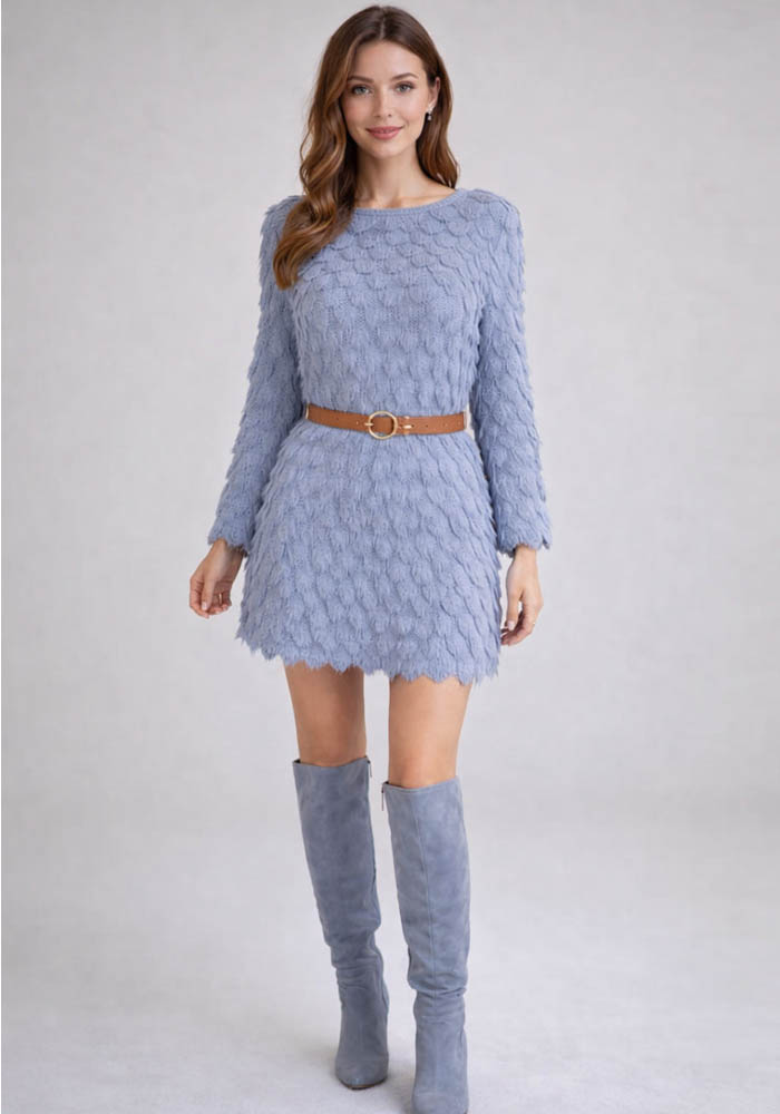 πλεκτό mini φόρεμα Mermaid indigo