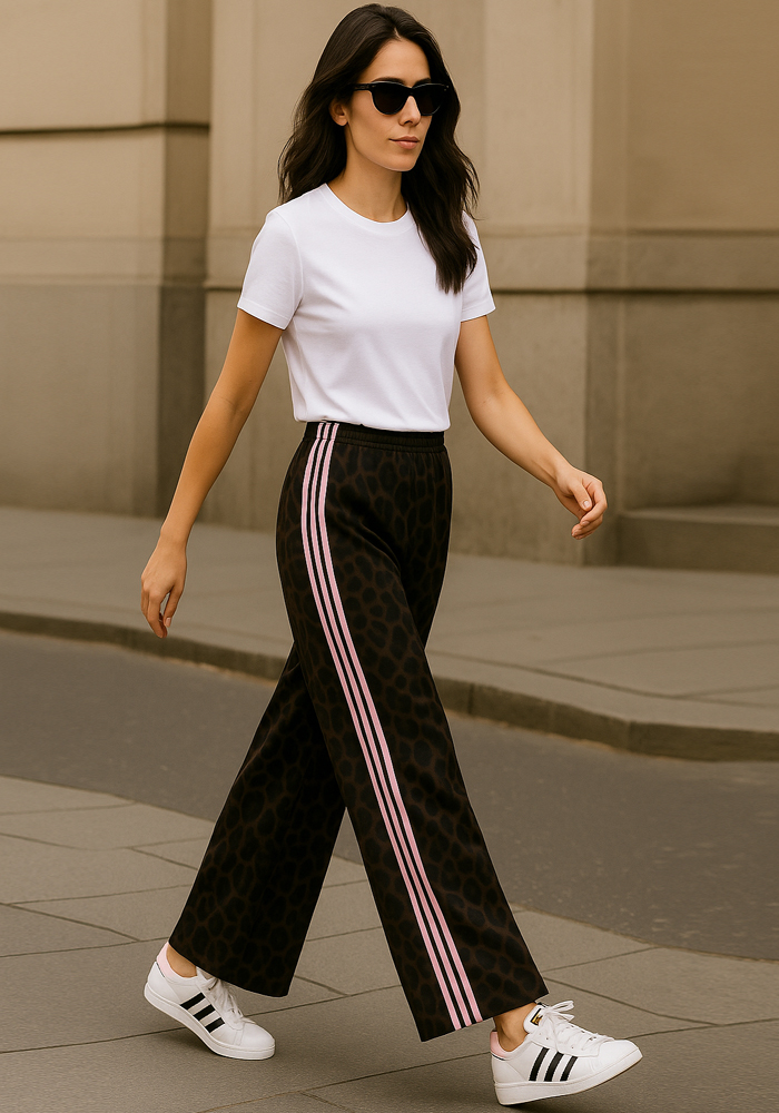 φόρμα λεοπάρ με ρίγα Sporty ροζ