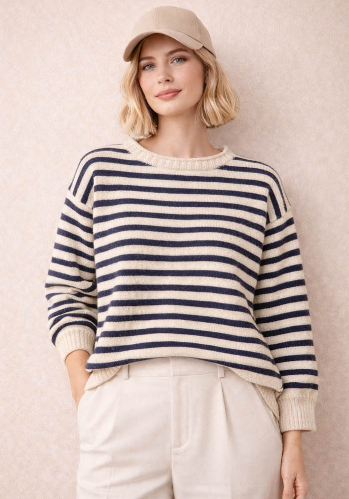 ζεστό wool ριγέ πλεκτό Drew μπλε navy
