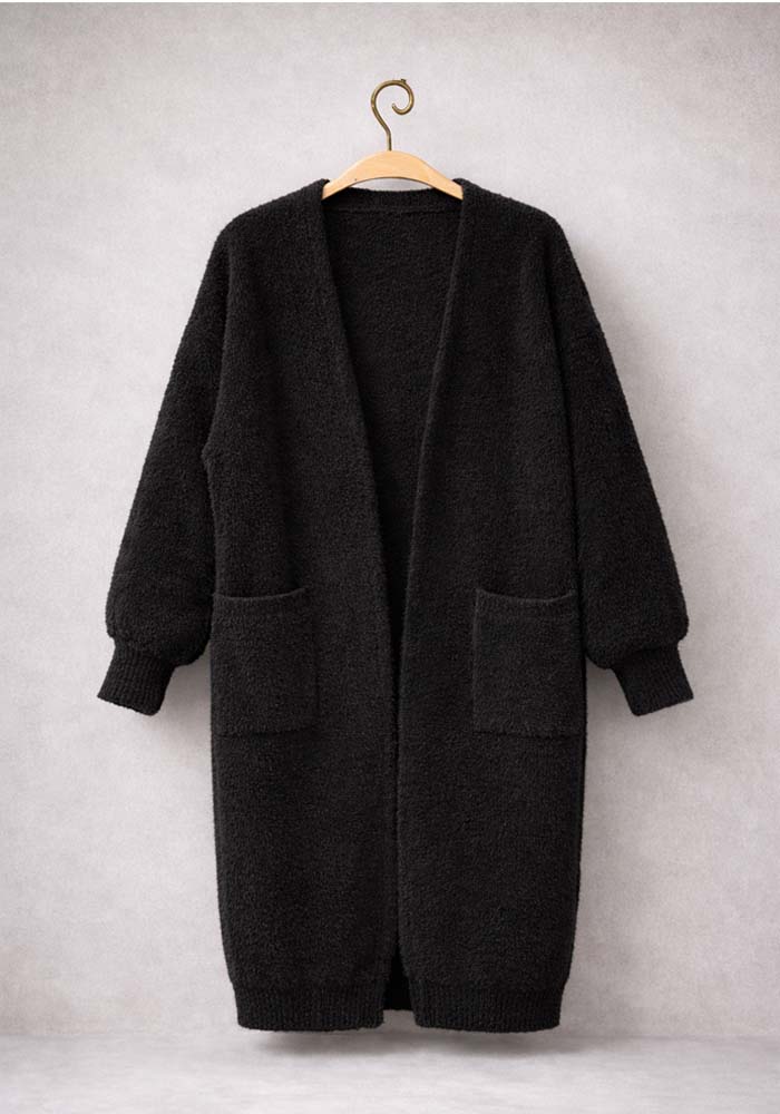 super soft πλεκτή ζακέτα Fluff μαύρο