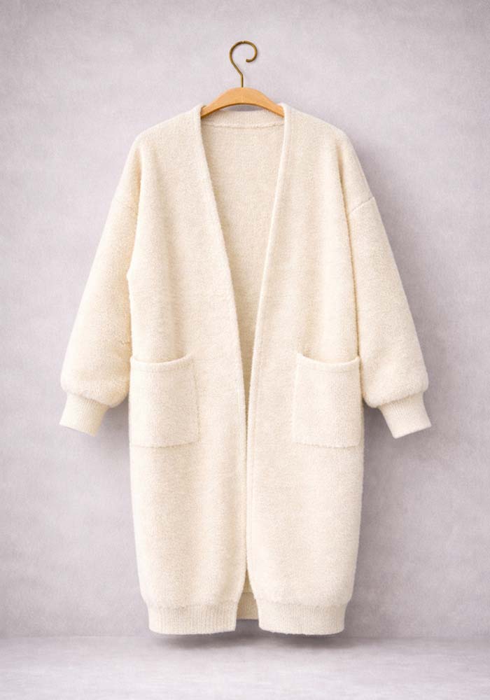 super soft πλεκτή ζακέτα Fluff εκρού