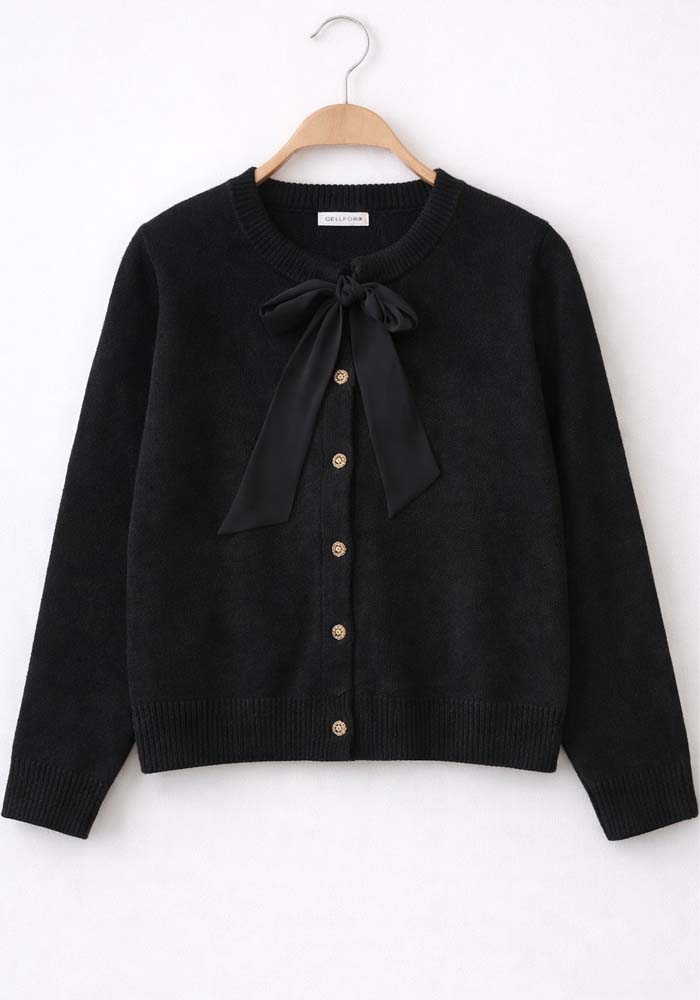 classic μαύρη ζακέτα σιφόν φιόγκος Gambon