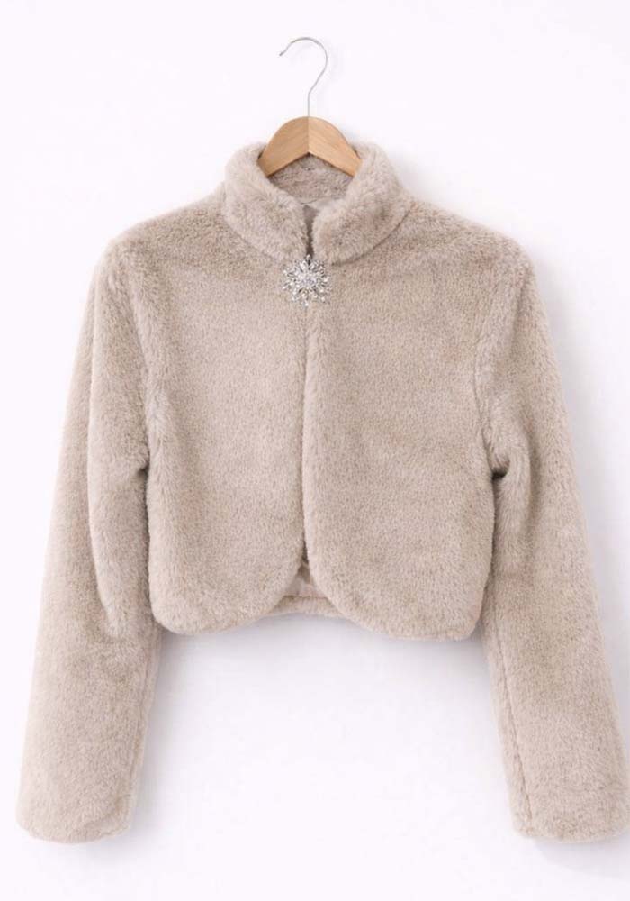 chic μπολερό γούνα faux fur Greta μπεζ