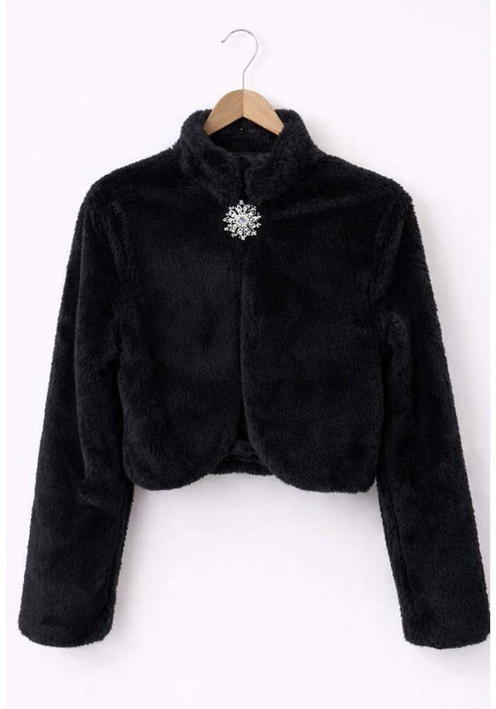 chic μπολερό γούνα faux fur Greta μαύρο