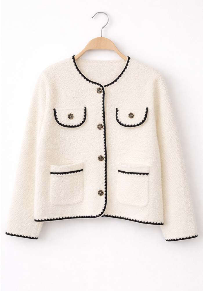 super soft χνουδωτή ζακέτα Honore εκρού