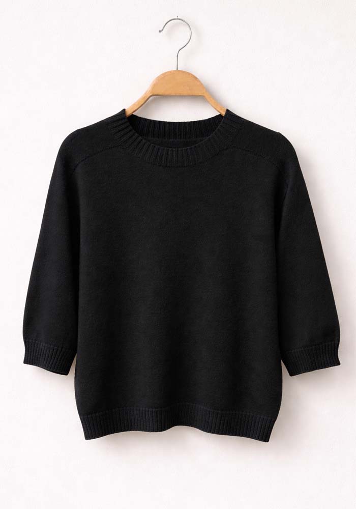 soft πλεκτή μπλούζα 3/4 μανίκι Katrin μαύρο