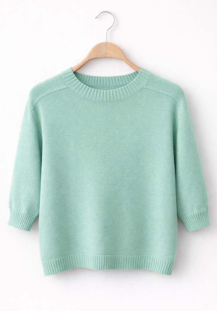 soft πλεκτή μπλούζα 3/4 μανίκι Katrin μέντα - onesize