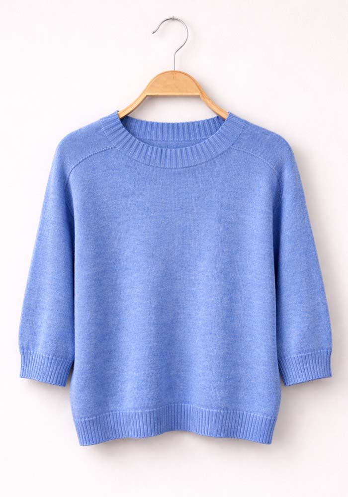 soft πλεκτή μπλούζα 3/4 μανίκι Katrin μπλε ραφ