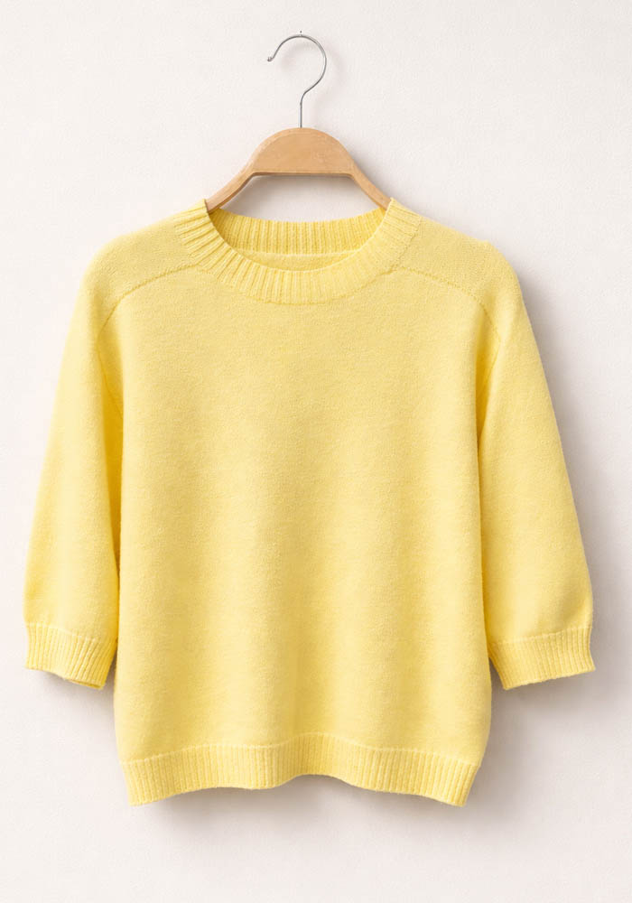 soft πλεκτή μπλούζα 3/4 μανίκι Katrin κίτρινο