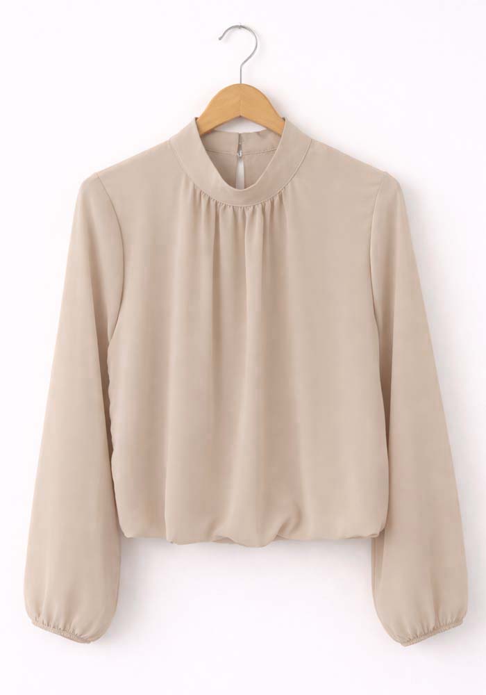 chic τοπ με σούρες Kelly μπεζ