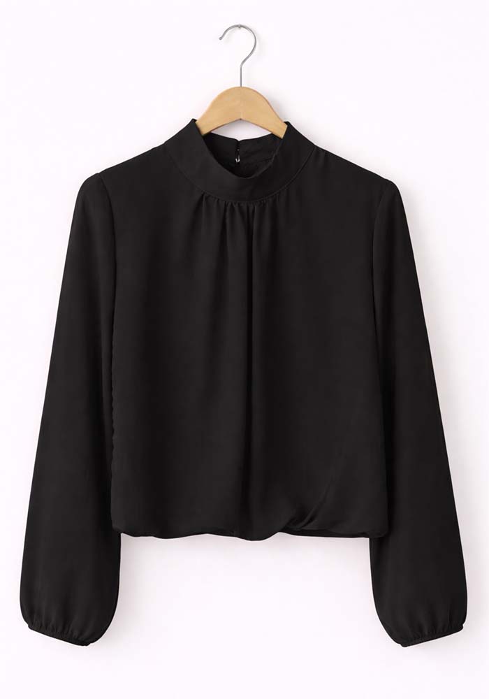 chic τοπ με σούρες Kelly μαύρο