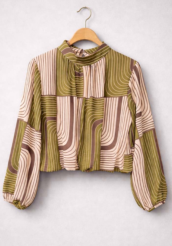 chic αέρινο top σιφόν Quad πράσινο