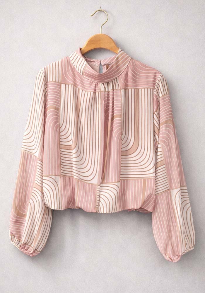 chic αέρινο top σιφόν Quad σομόν