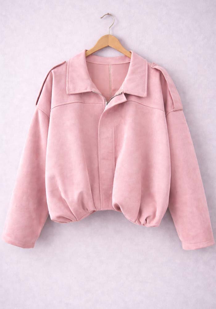 Γυναικείο suede oversized πανωφόρι Southernσε ροζ χρώμα