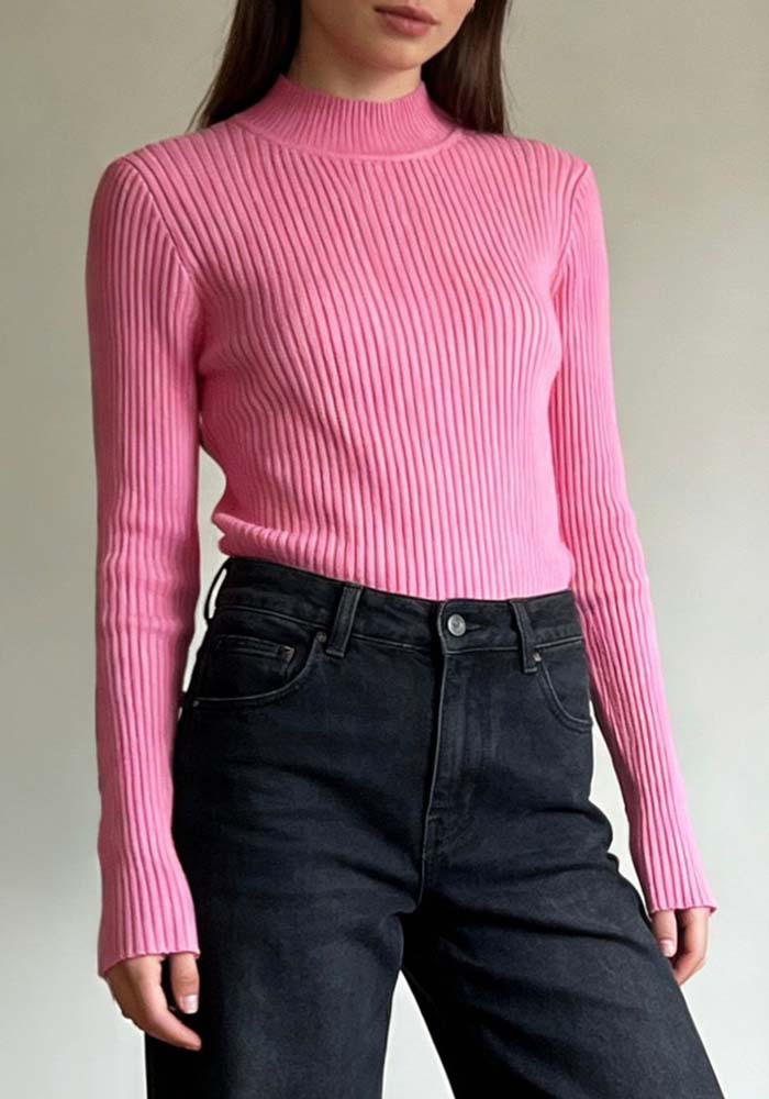 basic rib πλεκτό με λαστιχωτή πλέξη Tuula hot pink