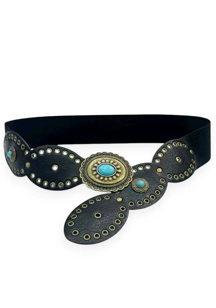 boho δερματίνη ελαστική ζώνη Phoenix μαύρο