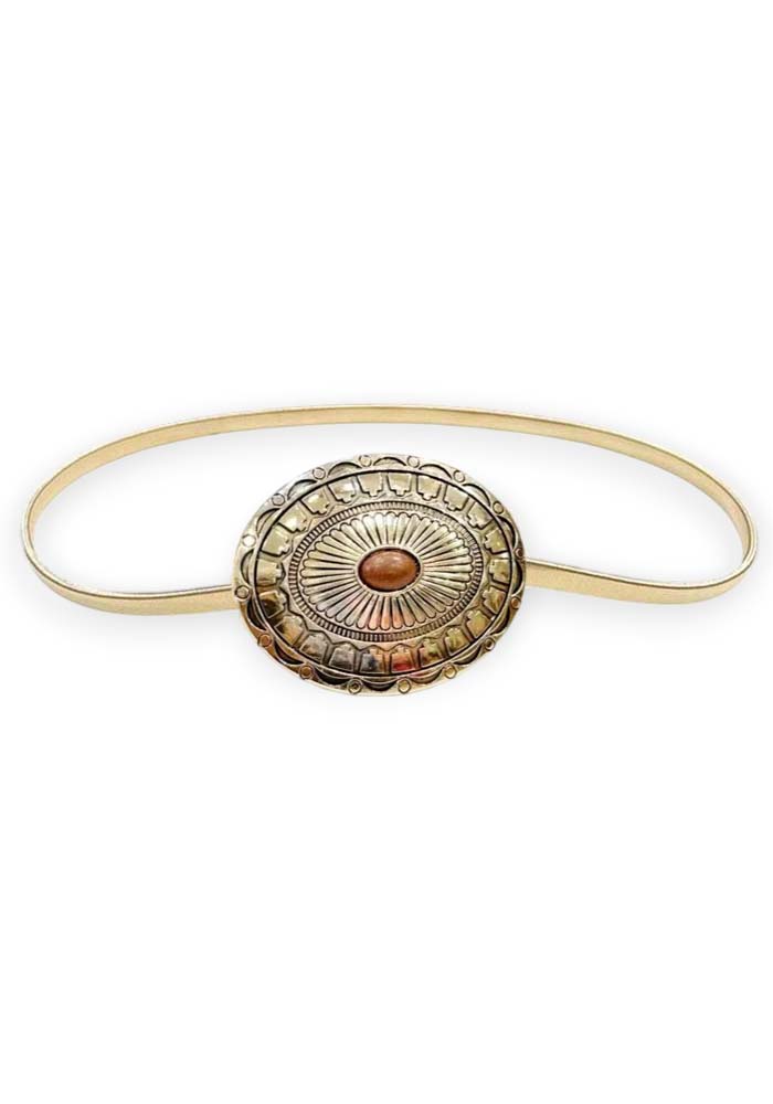 boho chic ελαστική χρυσή ζώνη Stacy καφέ