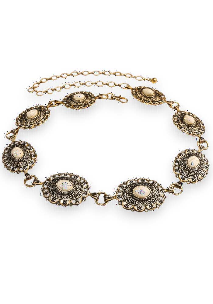 boho μεταλλική ζώνη αλυσίδα Stones εκρού