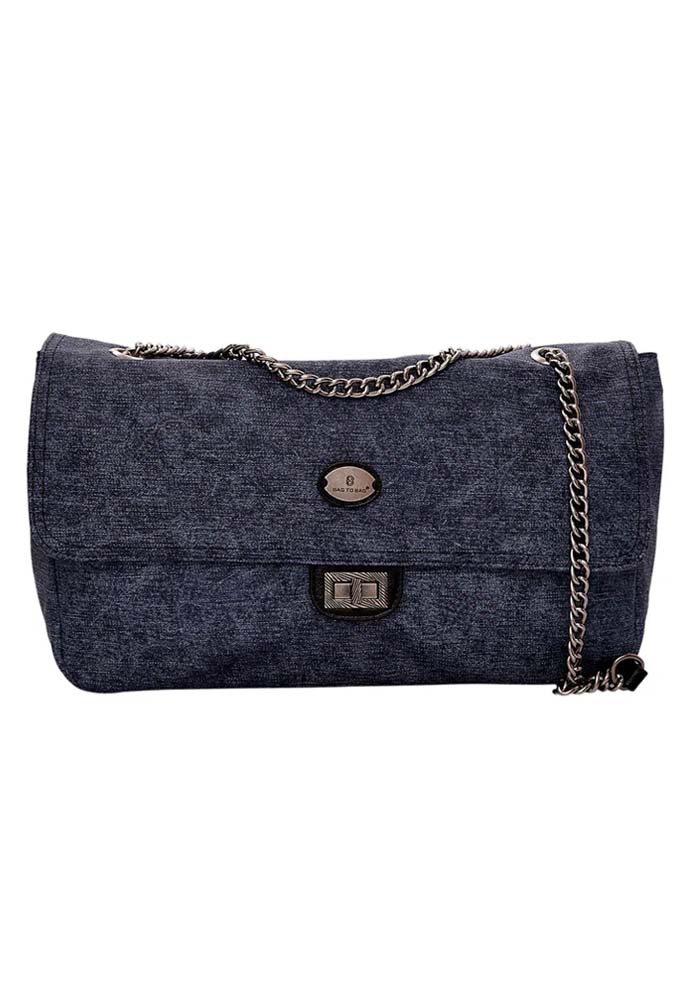 denim crossbody τσάντα με μεταλλική αλυσίδα Doris μαύρο