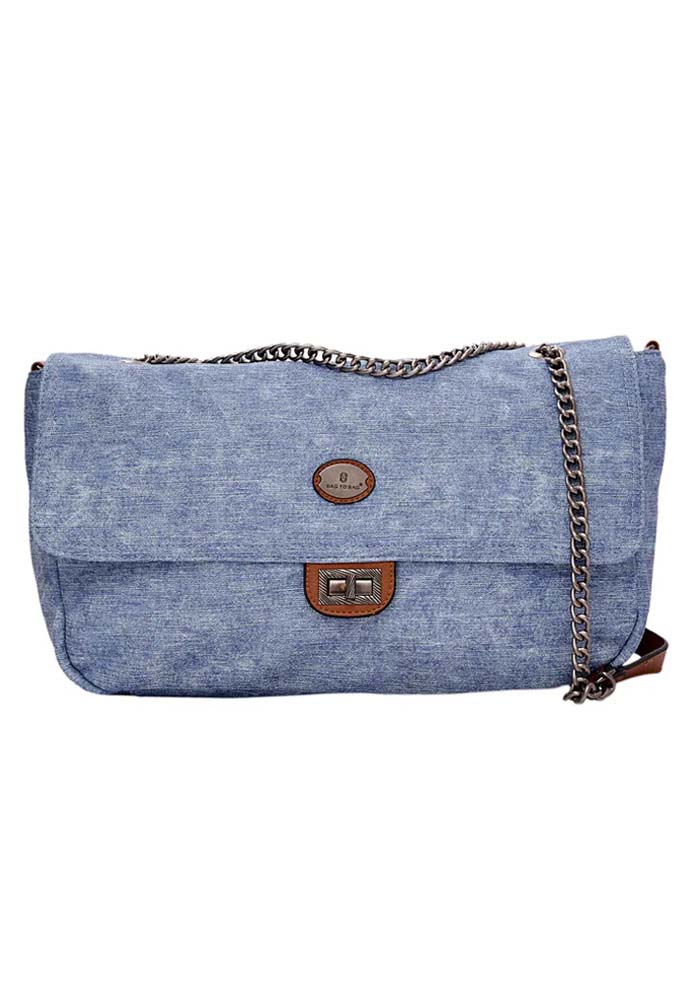 denim crossbody τσάντα με μεταλλική αλυσίδα Doris μπλε