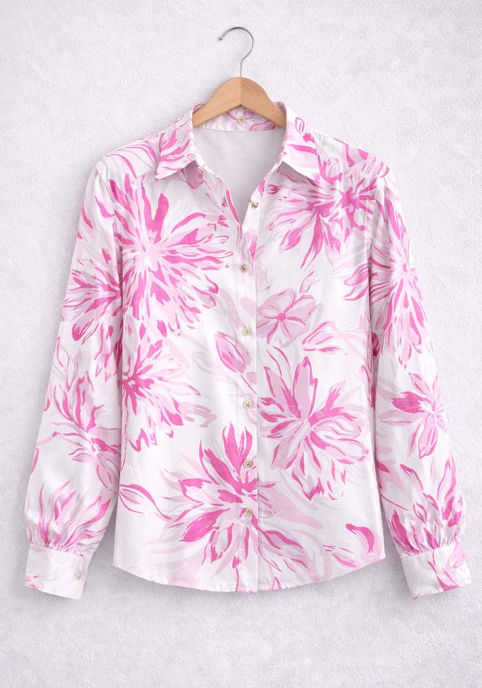 πουκάμισο floral Dalhia λευκό