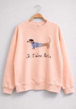 Ροζ γυναικείο sweatshirt με print “Je T’aime Paris”