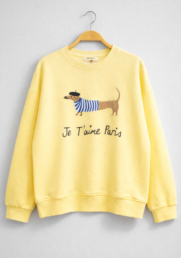 Κίτρινο γυναικείο sweatshirt με print “Je T’aime Paris”