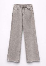 Γυναικείο γκρι straight jeans ψηλόμεσο σε ίσια γραμμή