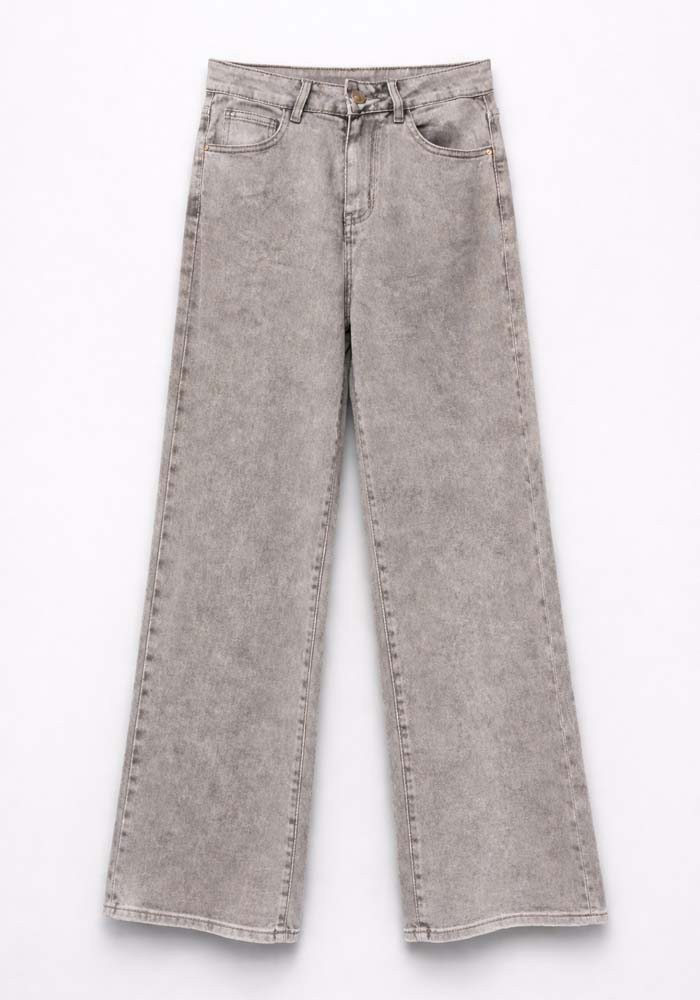 Γυναικείο γκρι straight jeans ψηλόμεσο σε ίσια γραμμή