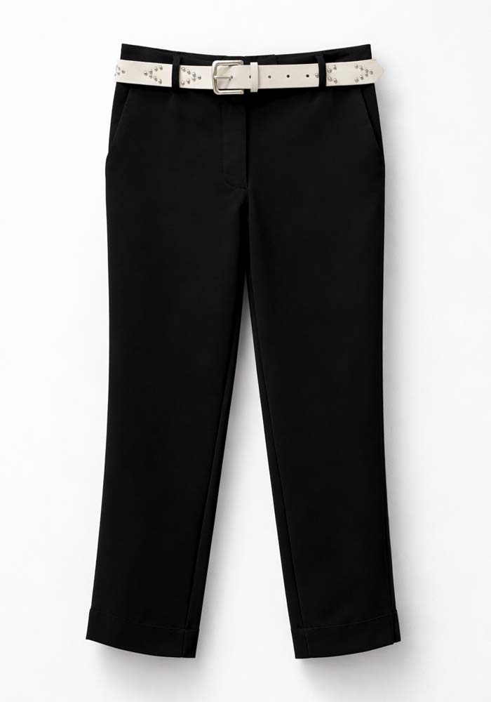 Γυναικείο μαύρο tailored παντελόνι Office 4 σε ίσια γραμμή με ουδέτερη ζώνη