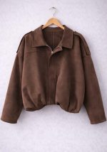 Γυναικείο suede oversized πανωφόρι Southernσε καφέ χρώμα