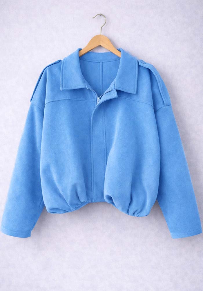 Γυναικείο suede oversized πανωφόρι Southern σε τυρκουάζ χρώμα