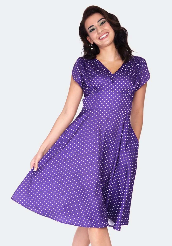 vintage πουά jersey φόρεμα Purple