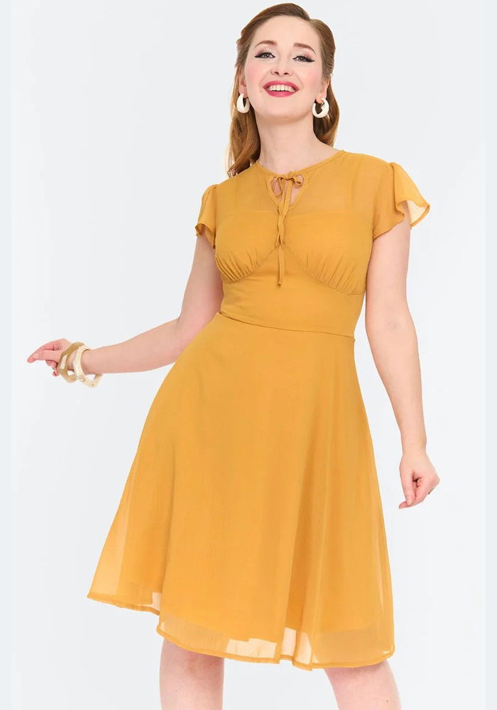 vintage αέρινο mustard φόρεμα Flatter