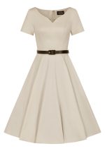 Odette midi φόρεμα με vintage γραμμή 50s, εφαρμοστό μπούστο και αέρινη φούστα.