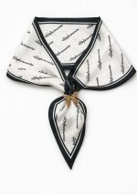 Κολιέ Trending 3 με ασπρόμαυρο φουλάρι και μεταλλική χρυσή πεταλούδα