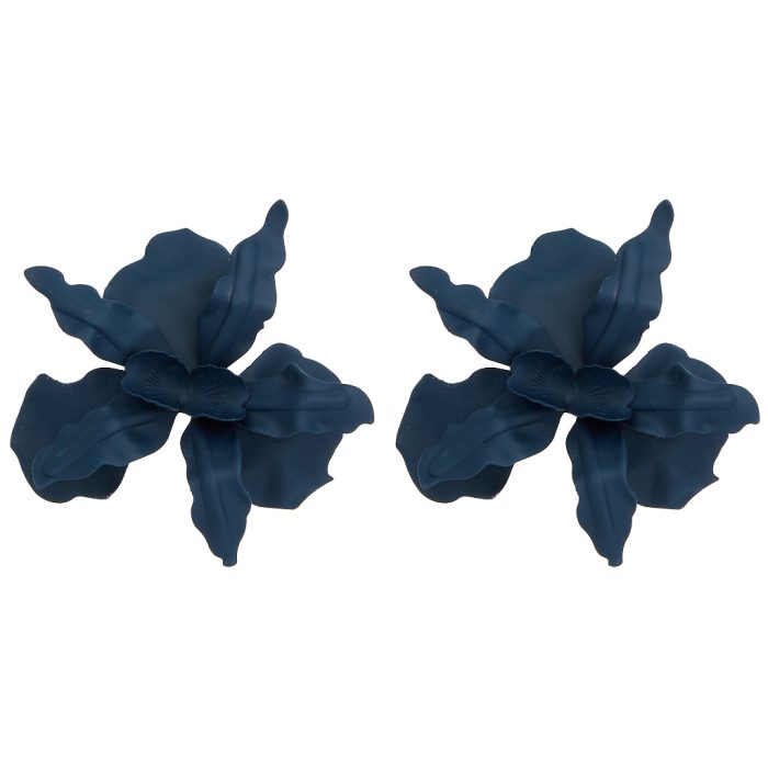οversized σκουλαρίκια floral μπλε