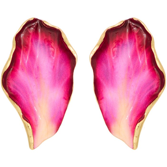 σκουλαρίκια χειροποίητα από σμάλτο Petals φούξια