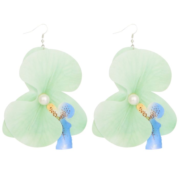 oversized υφασμάτινα σκουλαρίκια green Orchid