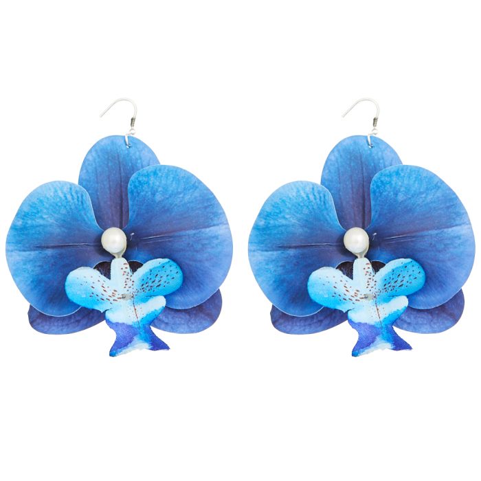 oversized υφασμάτινα σκουλαρίκια blue Orchid