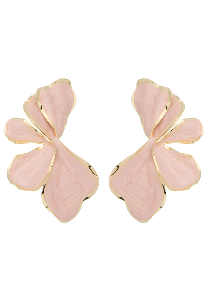 vintage σκουλαρίκια μεταλλικά Flower ροζ