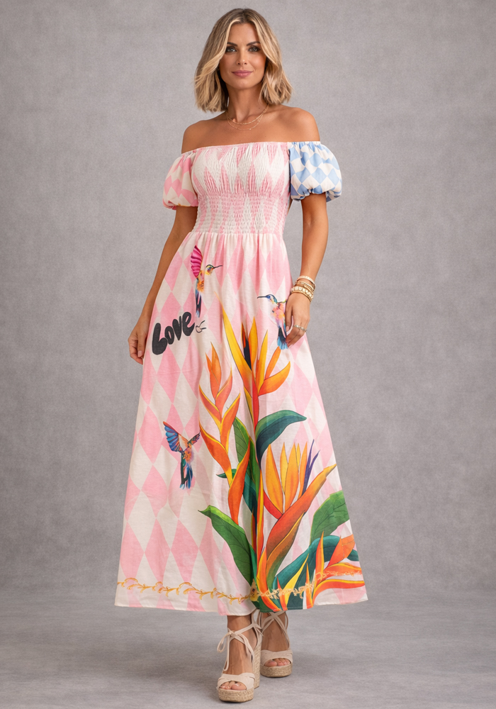 boho linen maxi φόρεμα Bahia