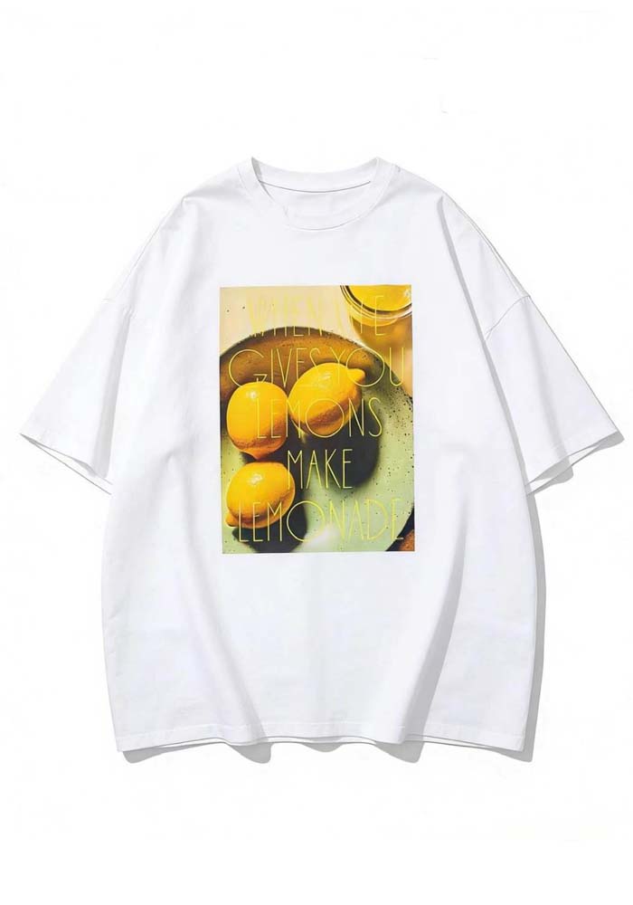 oversized Τ-shirt Lemonade λευκό