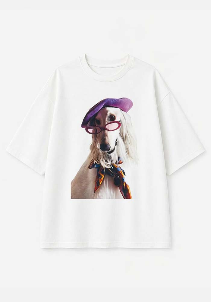 casual T-shirt Sophisticated Dog λευκό