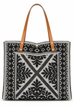 boho καλοκαιρινή υφαντή τσάντα Tunise μαύρο