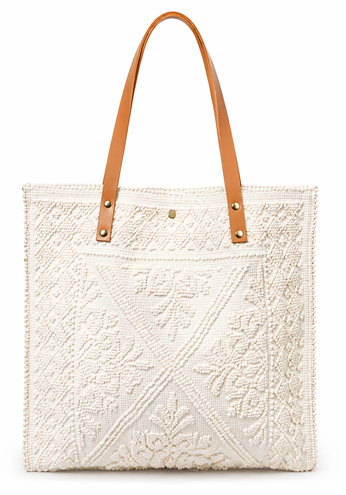 boho καλοκαιρινή υφαντή τσάντα Tunise εκρού