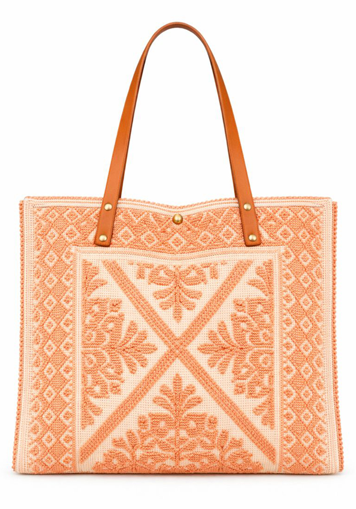 boho καλοκαιρινή υφαντή τσάντα Tunise peach