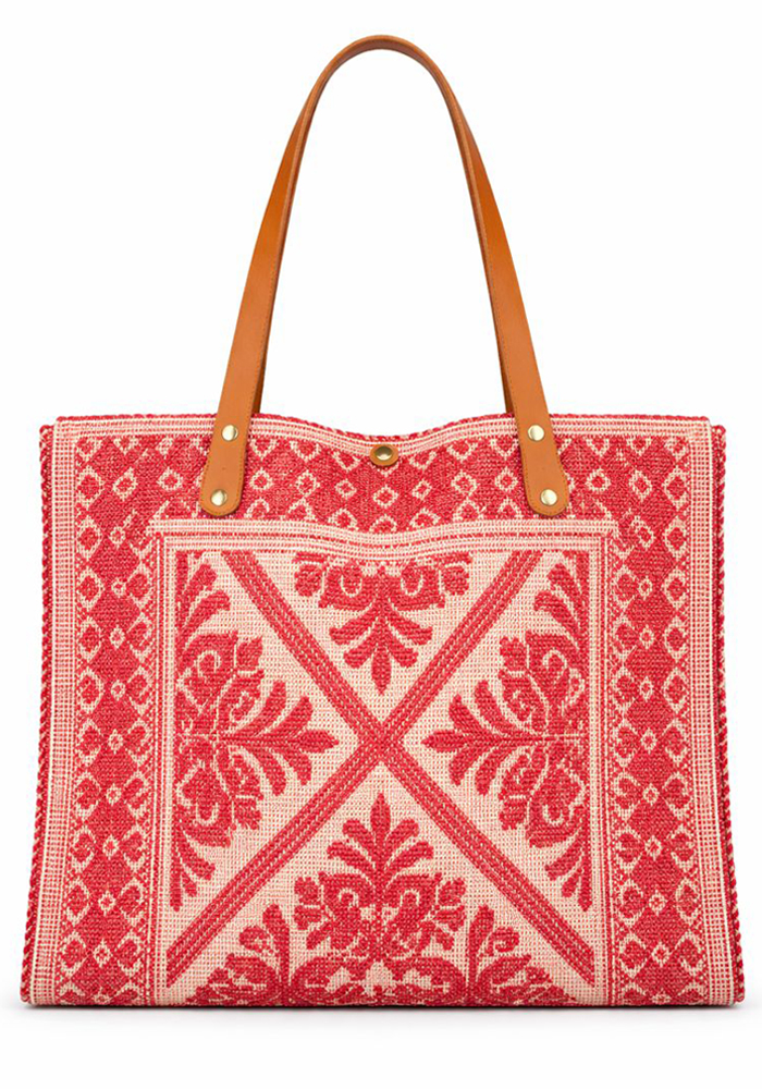 boho καλοκαιρινή υφαντή τσάντα Tunise κόκκινο
