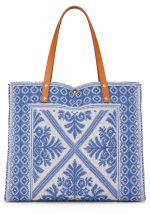 boho καλοκαιρινή υφαντή τσάντα Tunise μπλε ρουά