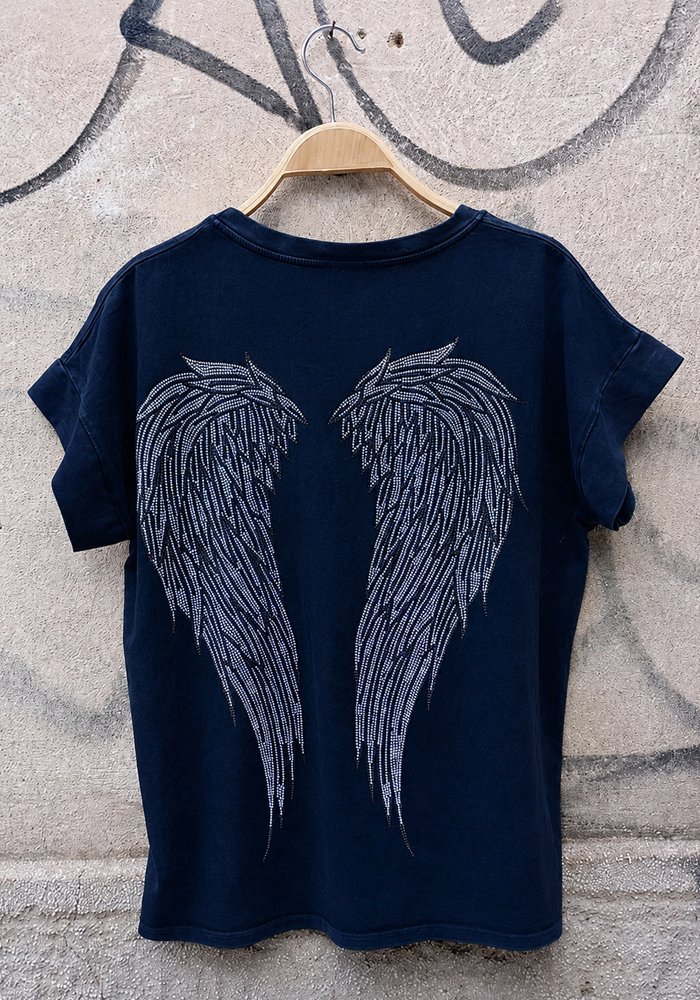 casual t-shirt Angel μαύρο